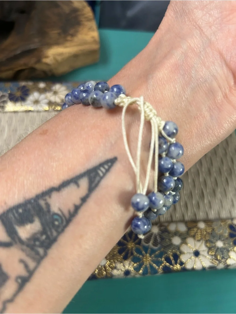 Preloved Handcrafted Blue Sodalite Double Strand Gemstone Bracelet